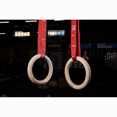 Купить Кольца гимнастические 32 мм красные стропы в Лисках 