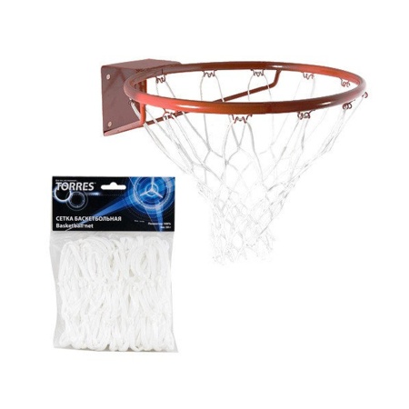 Купить Сетка баскетбольная Torres, нить 4 мм, белая в Лисках 